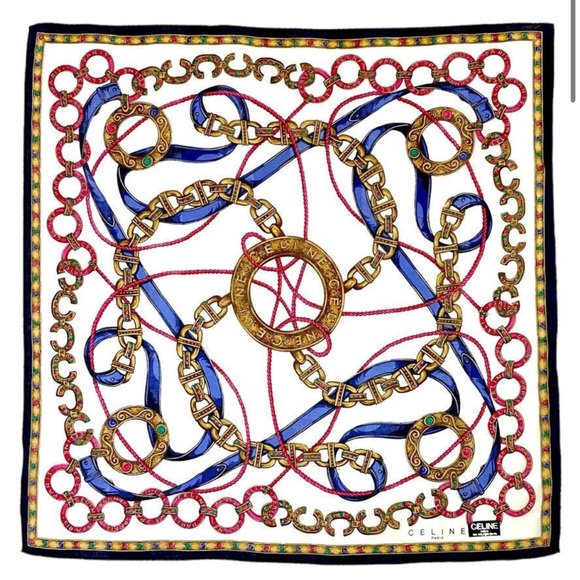 Celine Chain Cotton Handkerchief Scarf - Picture 1 of 2